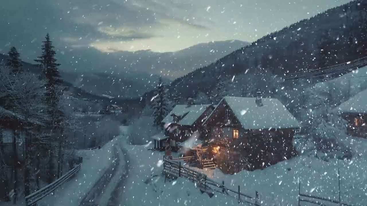 Calm Blizzard Nightfall Over Frozen Valleys A Quiet Winter Storm For Deep Peaceful Rest