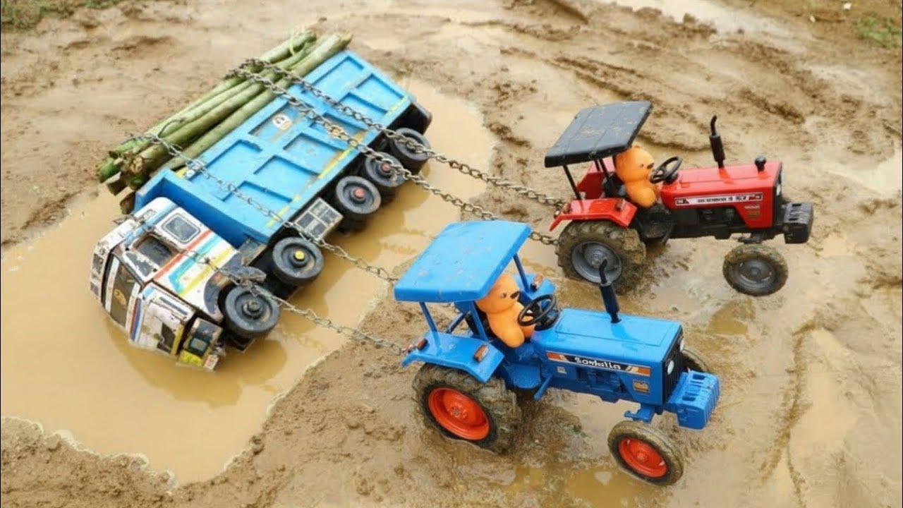 JCB 5CX Powerful Sand Loading with Tata Tipper Truck | Mahindra Arjun Novo 605 DI | JCB Cartoon