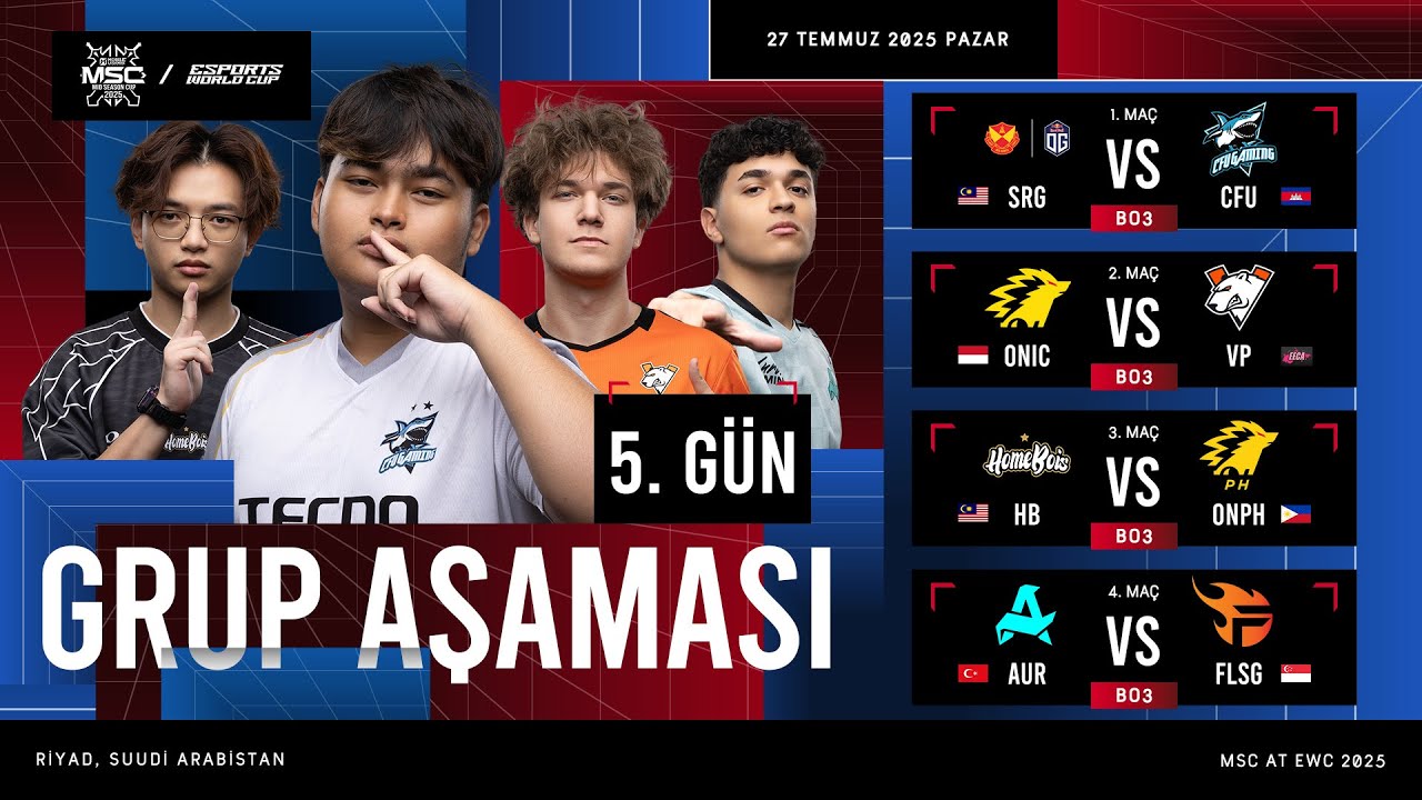 🔴 CANLI | GRUP AŞAMASI 5. GÜN | MLBB MSC at EWC 2025 | (TR)