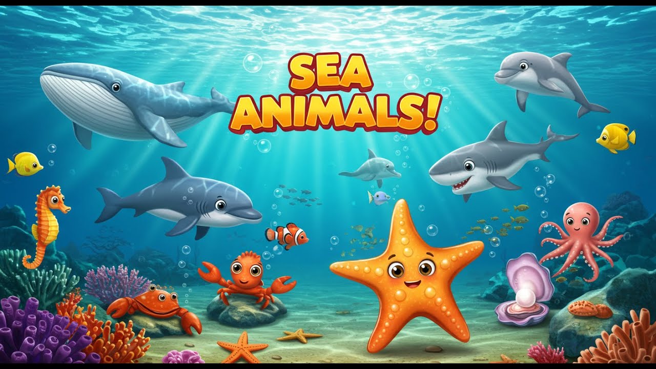Sea Animals For Kids | Learn Sea Animal Names  | Kids Vocabulary | English Educational Video