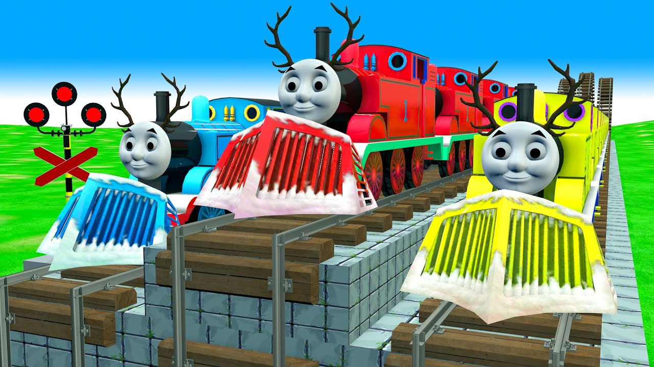 【踏切アニメ】やわらかい踏切と電車 Thomas |Train Railroad Crossing Fumikiri Animation