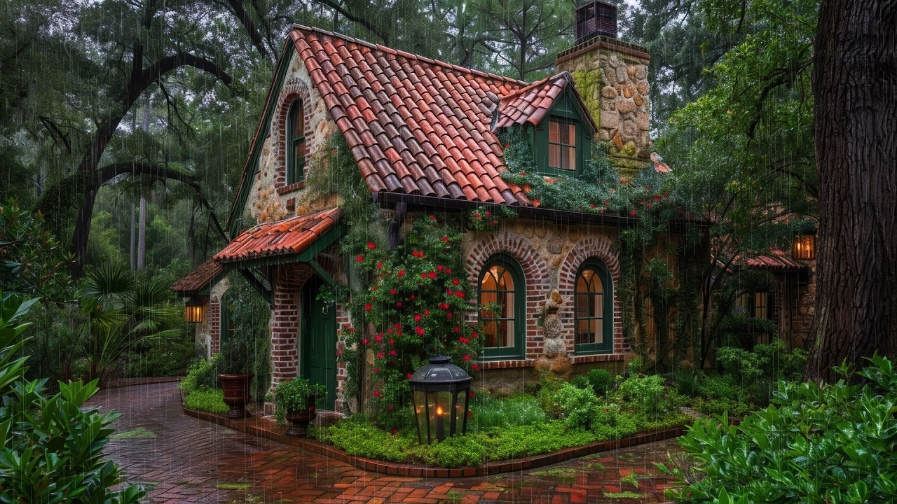 Calming Rain on Cabin Roof 🌦️ 10 Hours of Forest Rain Ambience 😪 White Noise for Peaceful Deep Sleep
