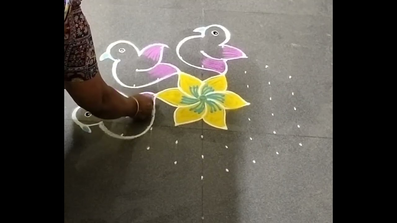 Creative kolam/ 9-5 dot's Birds 🐦 design simple Rongoli kolam.