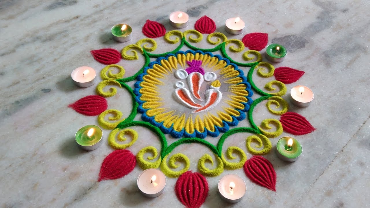 #गणेश जयंती रांगोळी डिजाइन 🌺 #Beautiful Ganesha rangoli design 🌺 #Ganpati rangoli