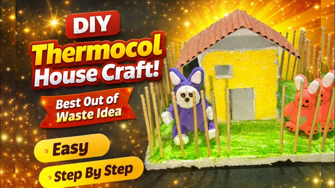Mini House Craft with Thermocol | Easy DIY School Project