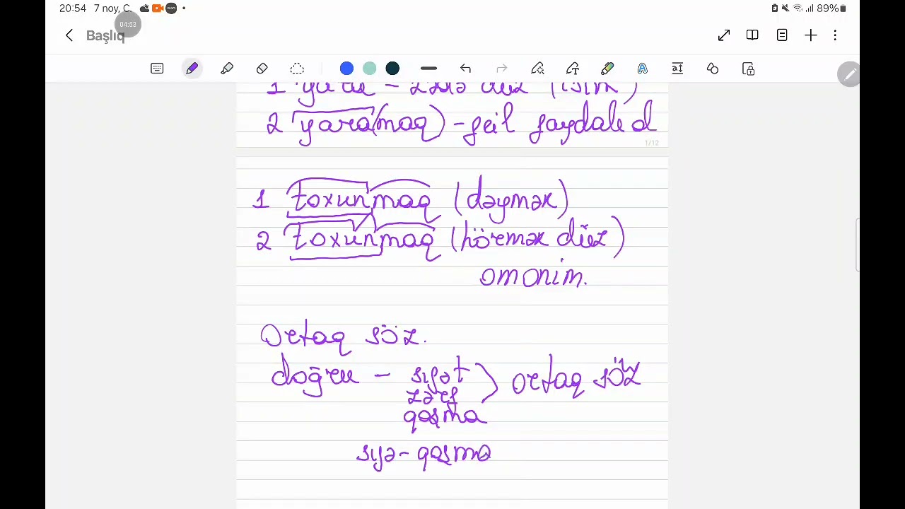 Omonim sözlərə aid vacib qeydlər.