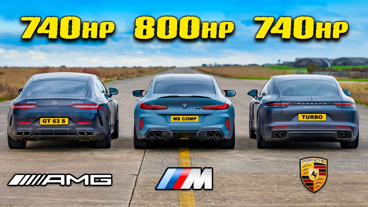 BMW M8 v Panamera v GT 4-Door: 800hp DRAG RACE