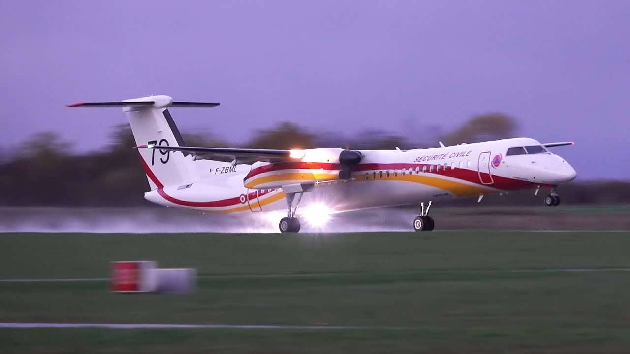**Rare Milan 79** Dash 8 Q400 MRE Sécurité Civile landing & take off at Nancy airport | plane