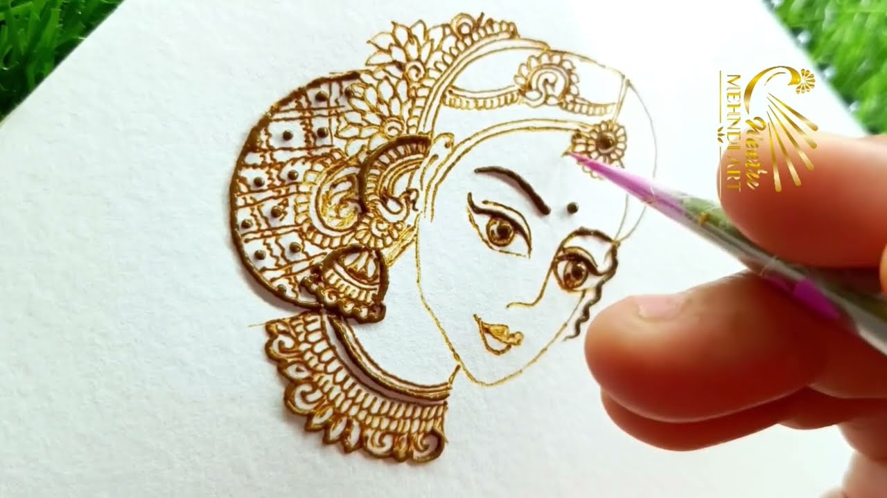 How to draw 3/4 bridal face | Bridal mehndi designs | Dulhan mehndi design | Mehndi design