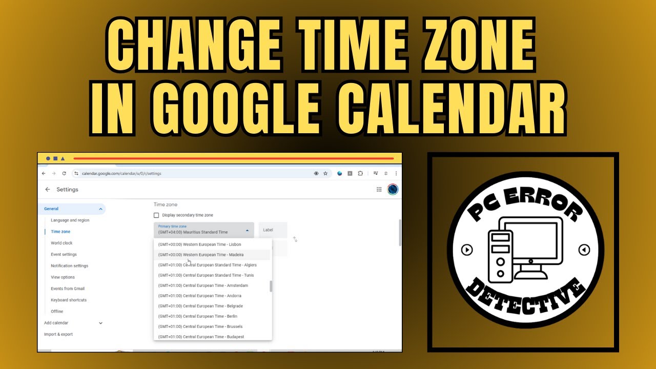 How to Change Time Zone in Google Calendar