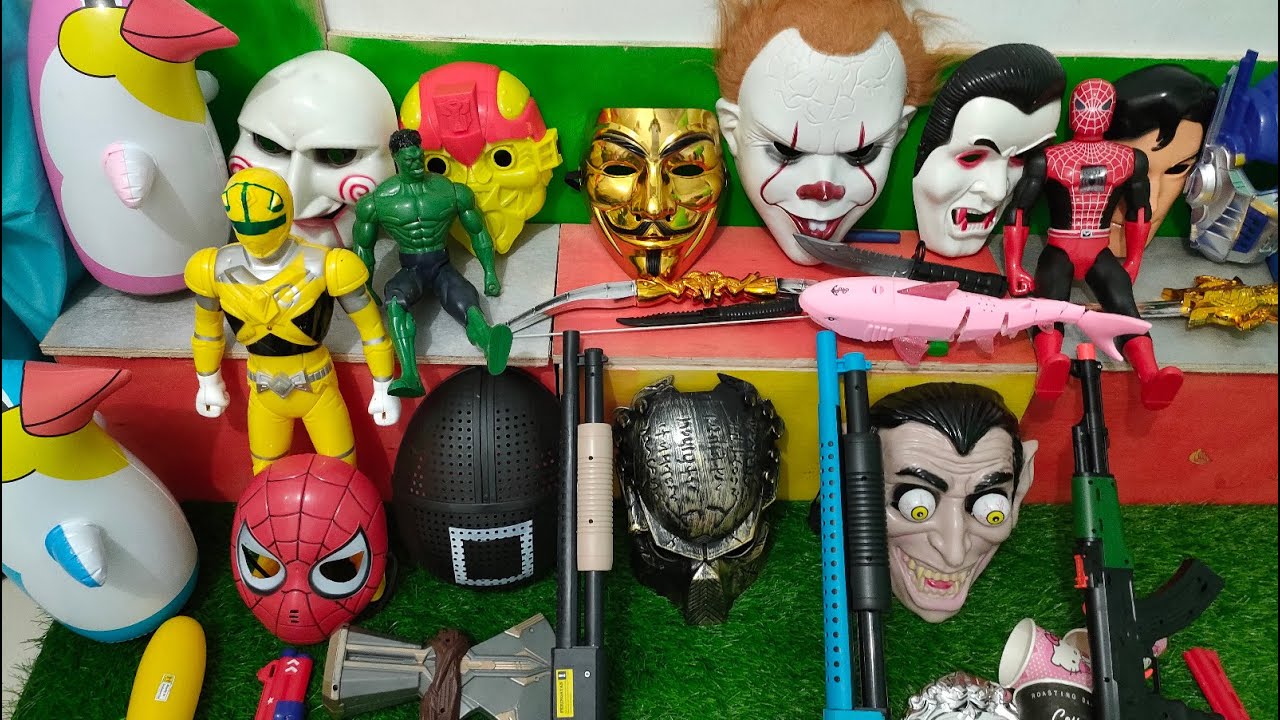 Collecting 7 Sniper Rifles, AK 47 , soft bullet gun, palu tor, spiderman, Knives, tembak-tembakan