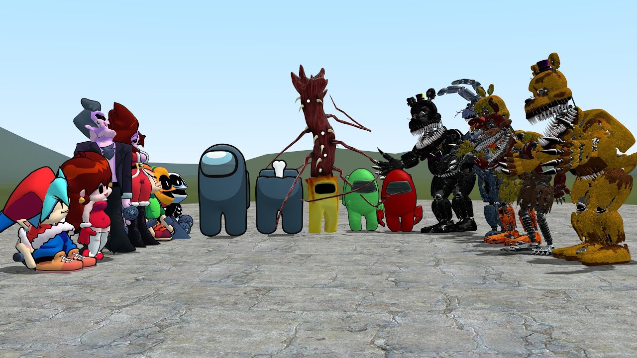 FNF VS FNAF VS AMONG US!! Garry's Mod [Among Us VS Five Nights at Freddy's Animatronics]