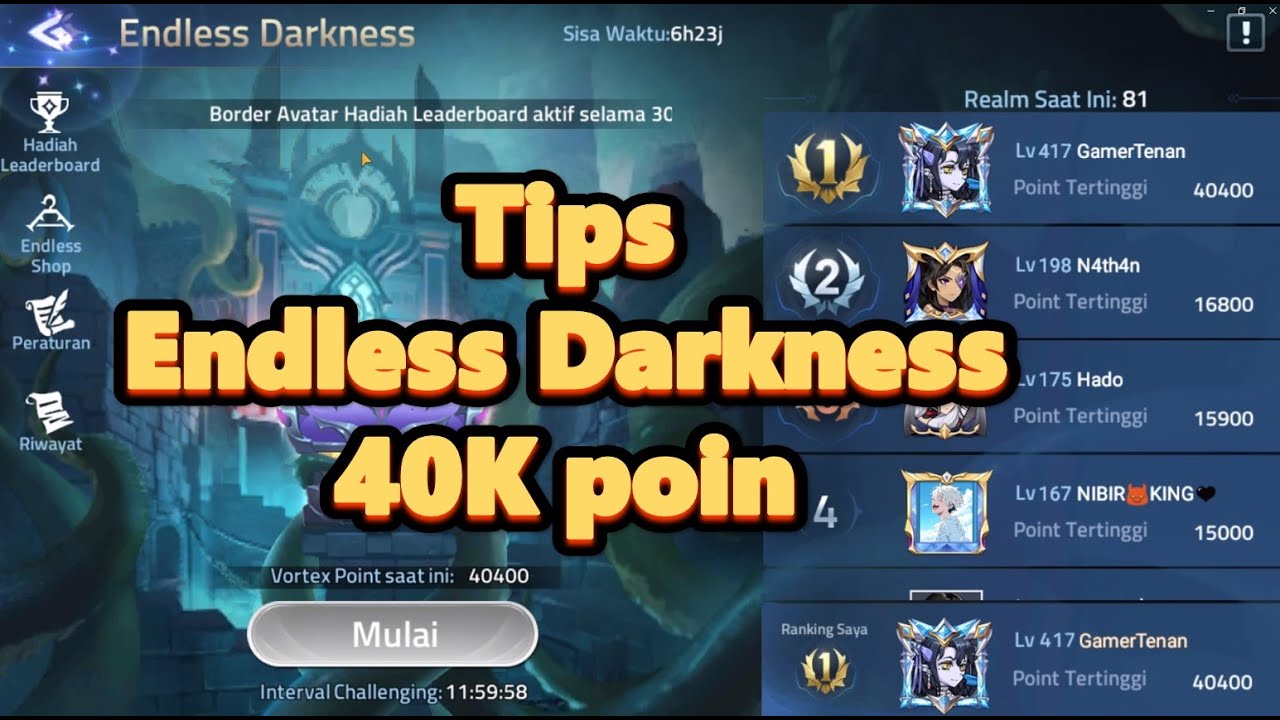 Tips Endless darkness mla terbaru 40K poin - Mobile legends adventure