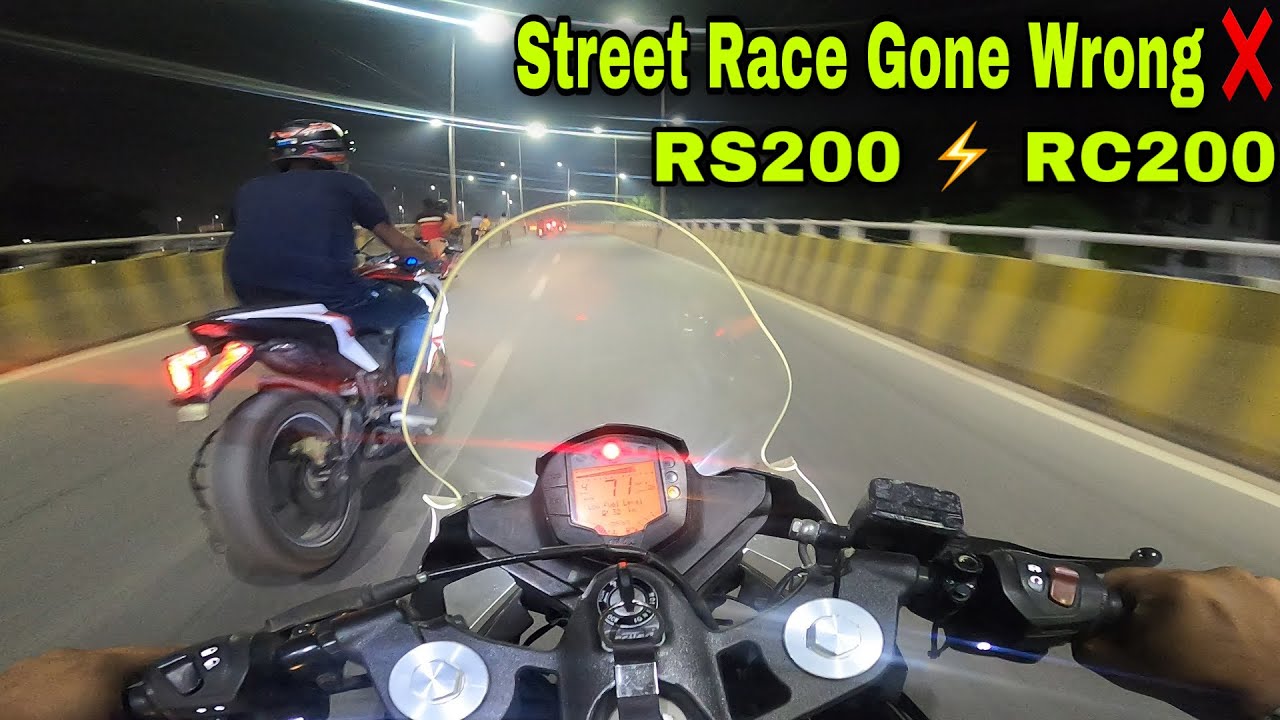 Street Race Gone Wrong ❌ almost Crashed my RC200 😱 | RC 200(BS4) vs RS 200 (BS4) | KTM vs BAJAJ 🔥