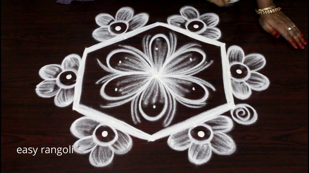 Sankranthi /Pongal kolam 2019 || easy n simple rangoli || cute n bright muggulu designs