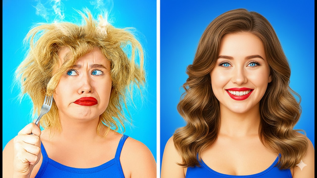 مشكلات الفتيات الجنونية مع الشعر الطويل - مشكلات الجمال | إذا كان الماكياج بشراً