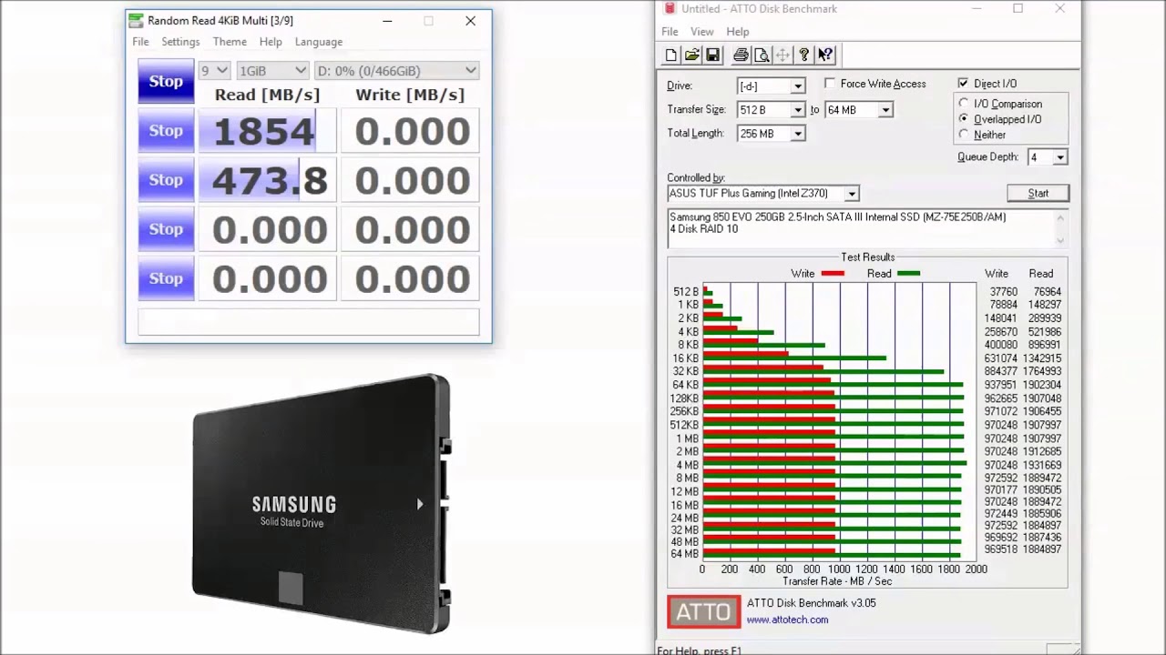 SAMSUNG 850 EVO, 4 Disk, RAID 10, Benchmark