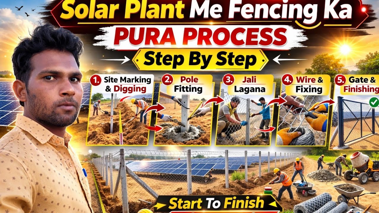 Solar Plant Boundary Fencing Work Complete Tutorial | Start To Finish