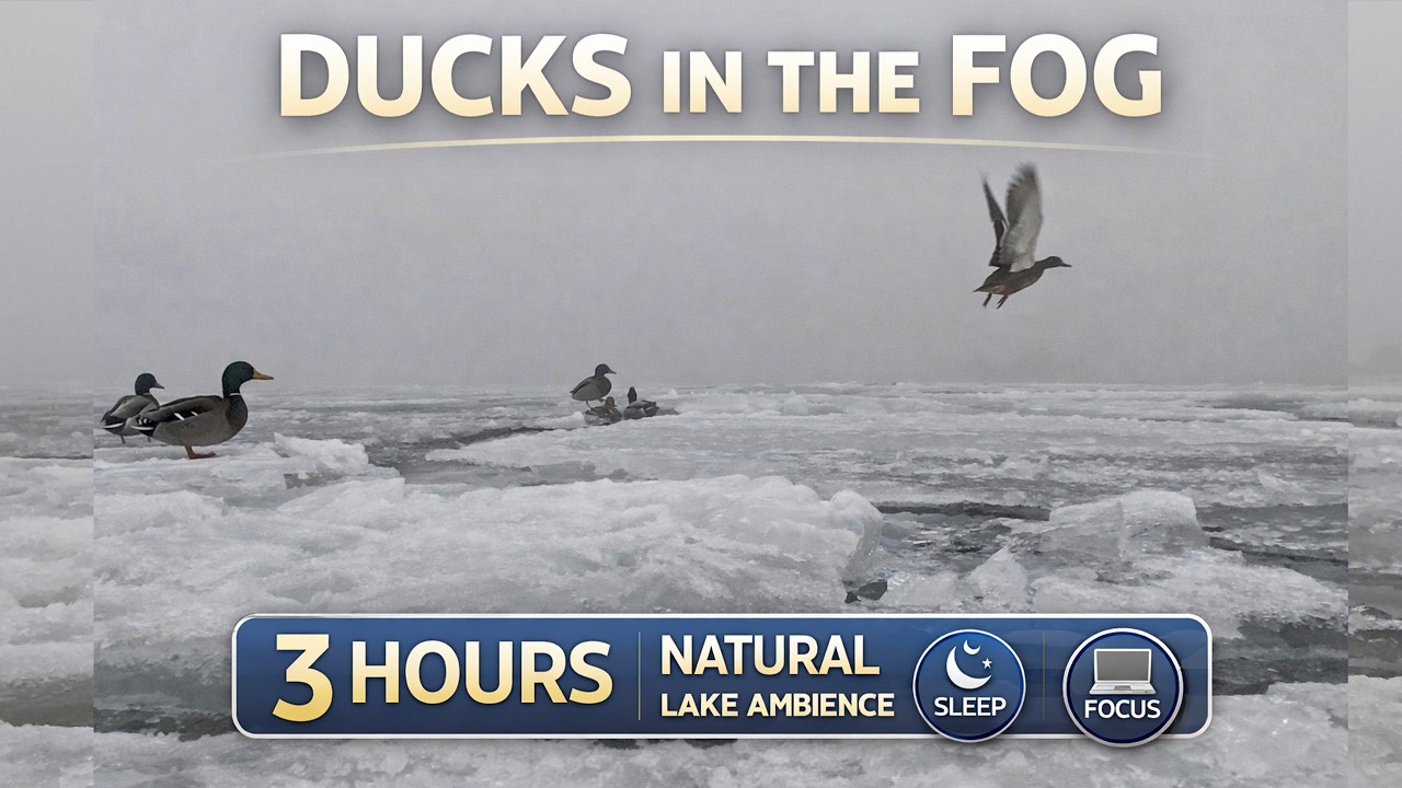 3 Hours of Duck Sounds in Dense Fog | Frozen Lake Ambience