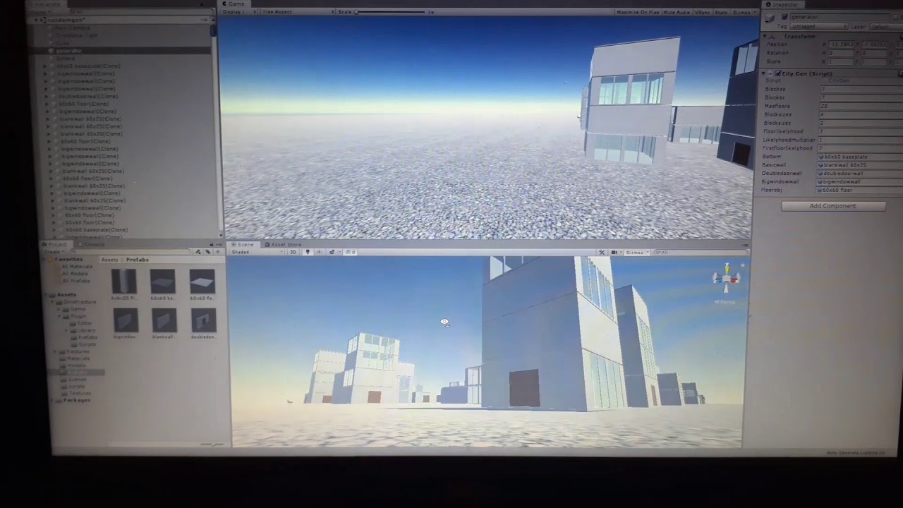 Procedurally generated destroyable city