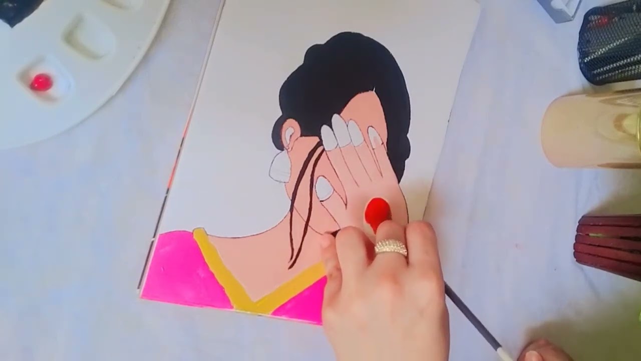 Easy girl painting step by step| how to draw a girl | Hidden face girl drawing 