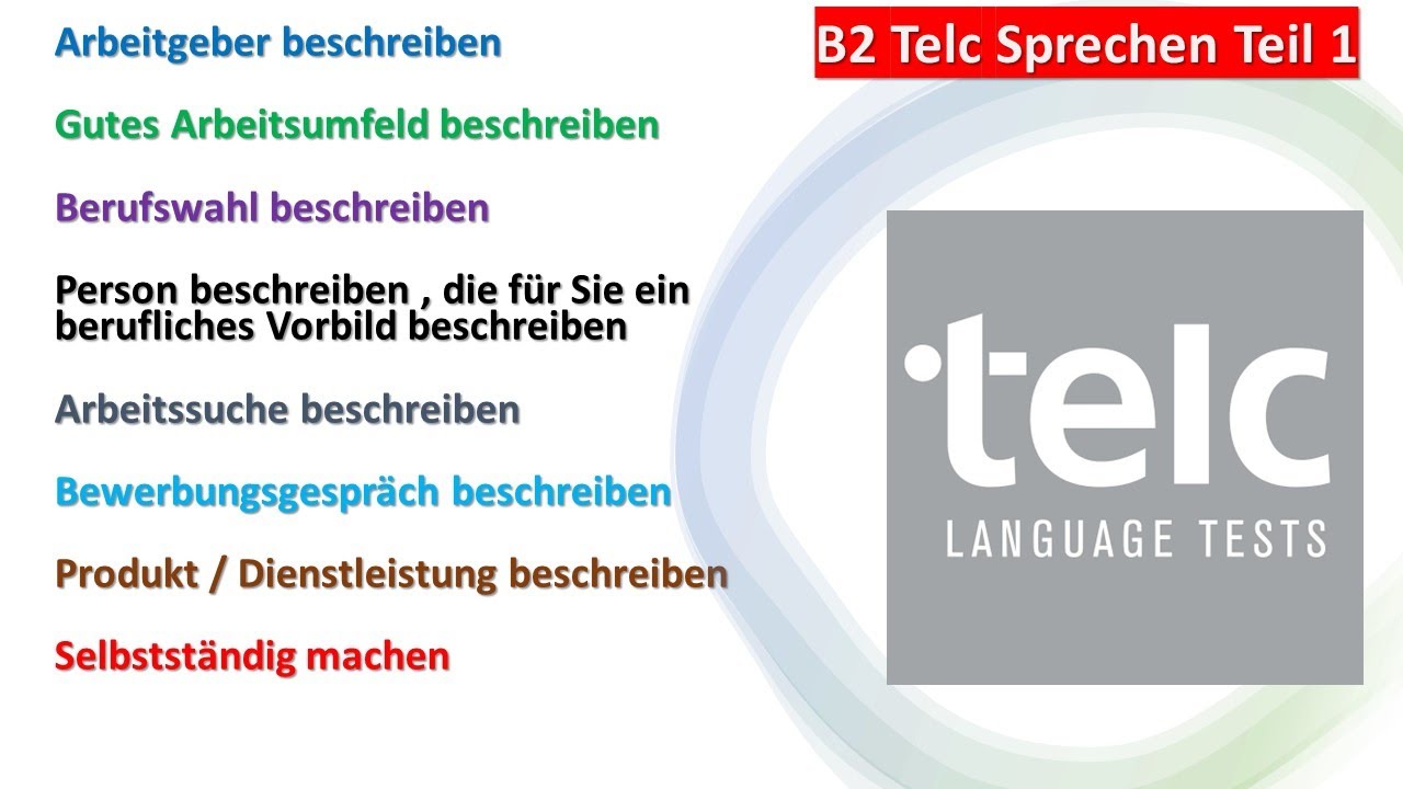 B2 Deutsch für den Beruf Mündliche Prüfung Teil 1 | Telc B2 Sprechen Teil 1 | B2 Beruflich