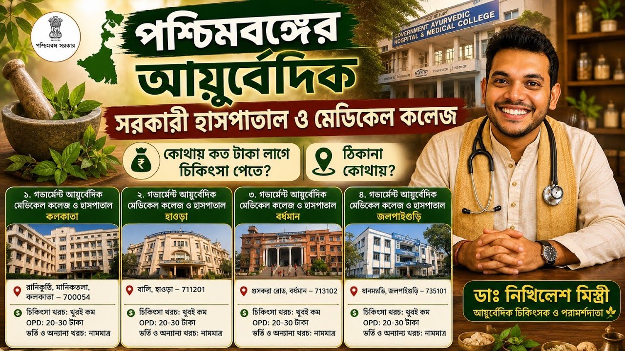 পশ্চিমবঙ্গের আয়ুর্বেদিক চিকিৎসালয় | Ayurvedic Hospitals in West Bengal |OPD & OPD Services| Dr.NMA