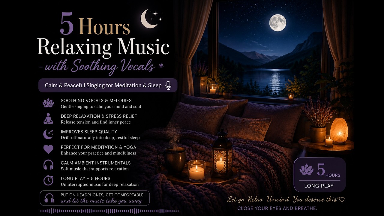 5 Hours Relaxing Music with Soothing Vocals | Calm & Peaceful Singing for Meditation & Sleep