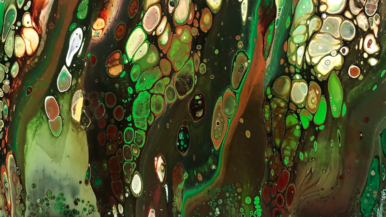 #137. A Walk In The Woods.  Fluid Acrylic Pour in Earthy colors.