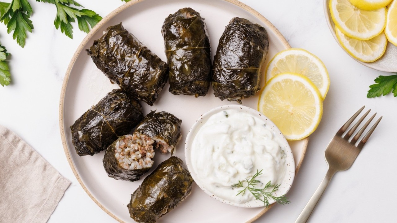 Stuffed Grape Leaves with Beef and Rice | Dolma Recipe