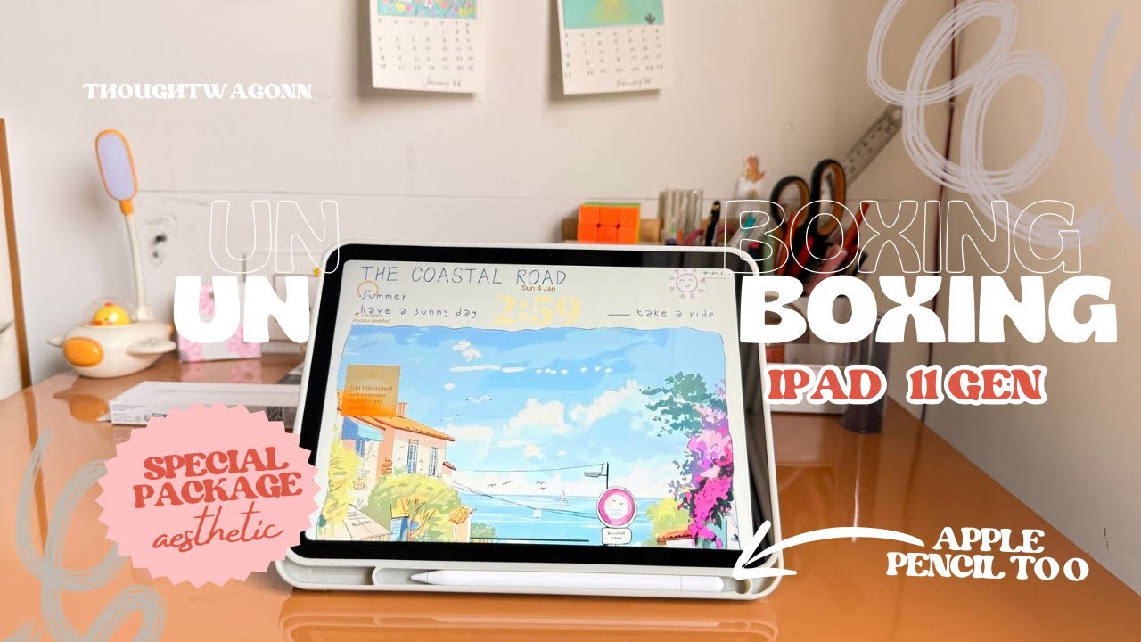 ipad 11 gen aesthetic unboxing🤍 |apple pencil, aesthetic setup | accessories and customisation | A16