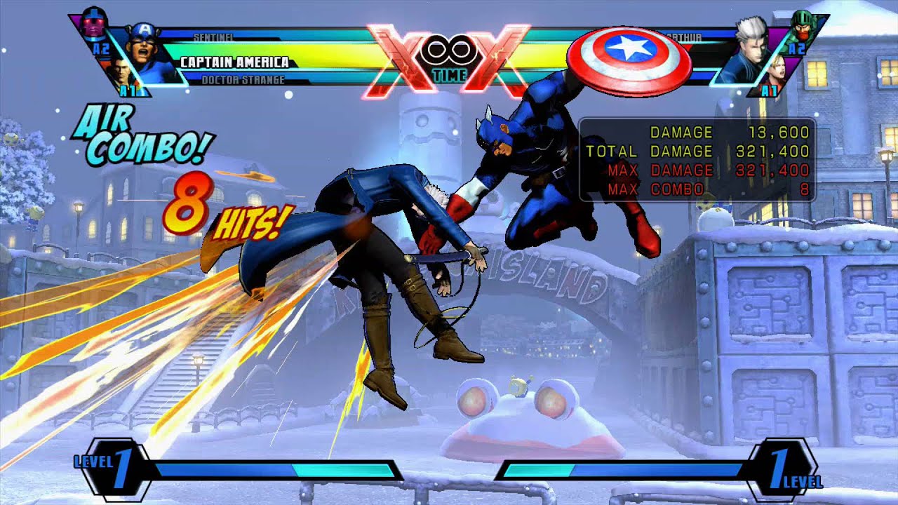 UMVC3 Captain America combos incl. double hypers and dhcs using drones