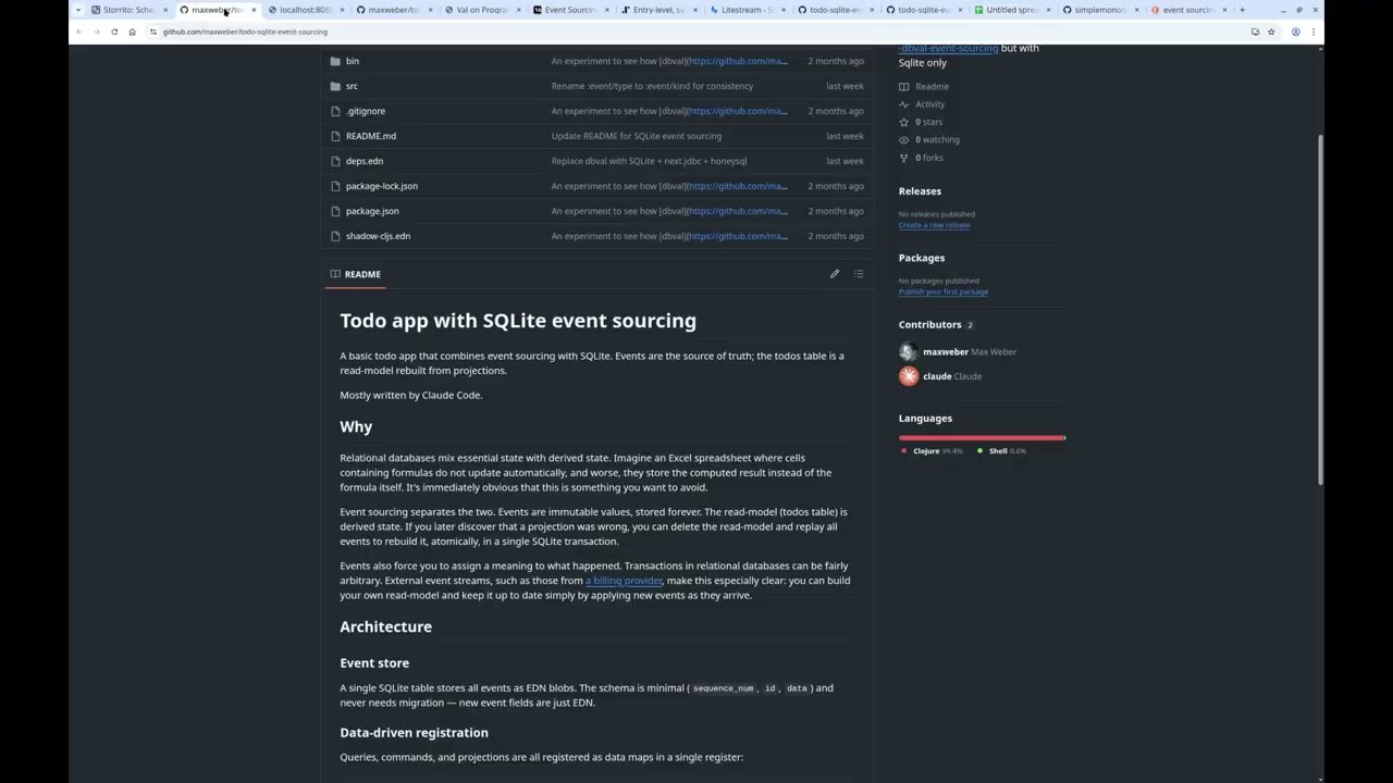Transactional Event Sourcing with Clojure and Sqlite