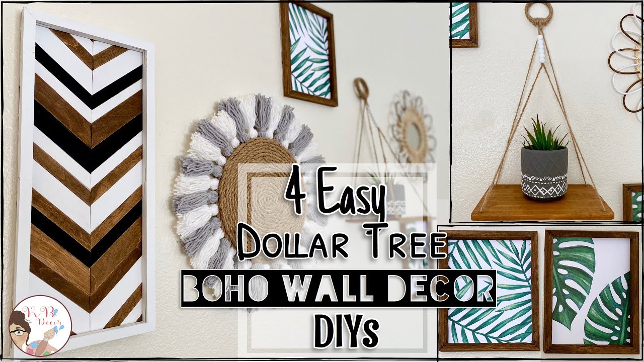 4 Easy Dollar Tree Boho Wall Decor DIYs | KB Decor Crafts