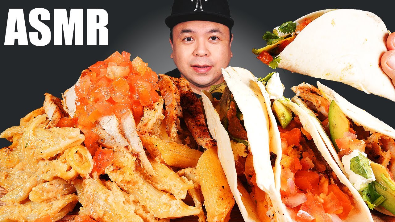 ASMR CAJUN PASTA & CHICKEN TACOS MUKBANG (EATING SOUNDS) | ASMR JonOnTable