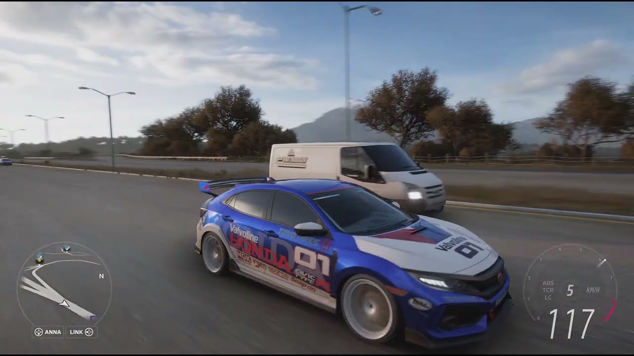 Forza Horizon 5 when you drive your Honda Civic on the highway