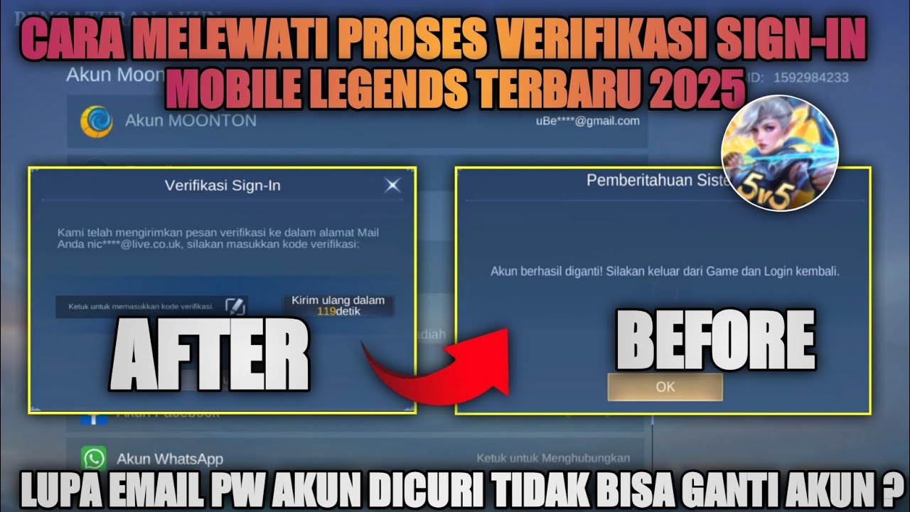 Cara Melewati Proses Verifikasi Sign in Mobile Legends Terbaru2025 | Verifikasi Email Pemulihan MLBB