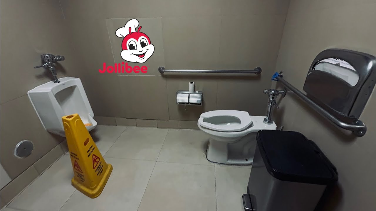 All Gender Restroom Tour | Kohler Bardon Urinal, Proflo 1723WH Toilet Flush | Jollibee Eagle Rock CA
