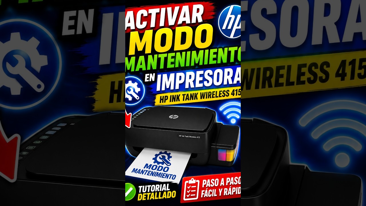 🖨️ C&oacute;mo ACTIVAR el MODO MANTENIMIENTO en Impresora HP Ink Tank Wireless 415 #shorts