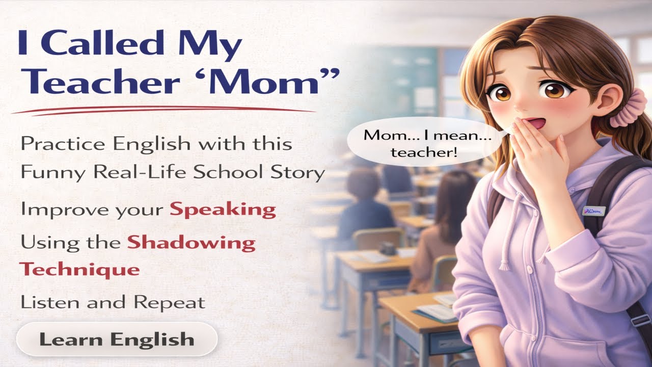 Shadowing English Story (A2–B1) | I Called My Teacher “Mom” 😳