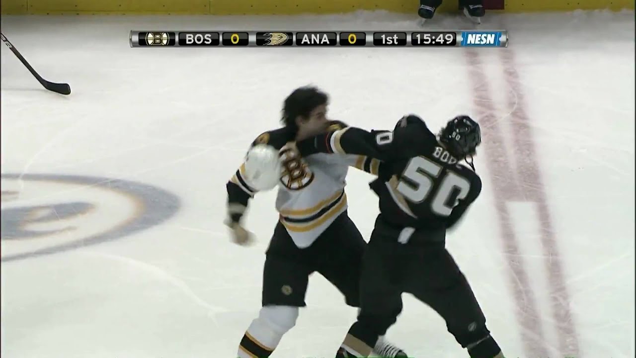 Adam McQuaid fights Troy Bodie w/Slow Motion 1080p HD 1/13/10