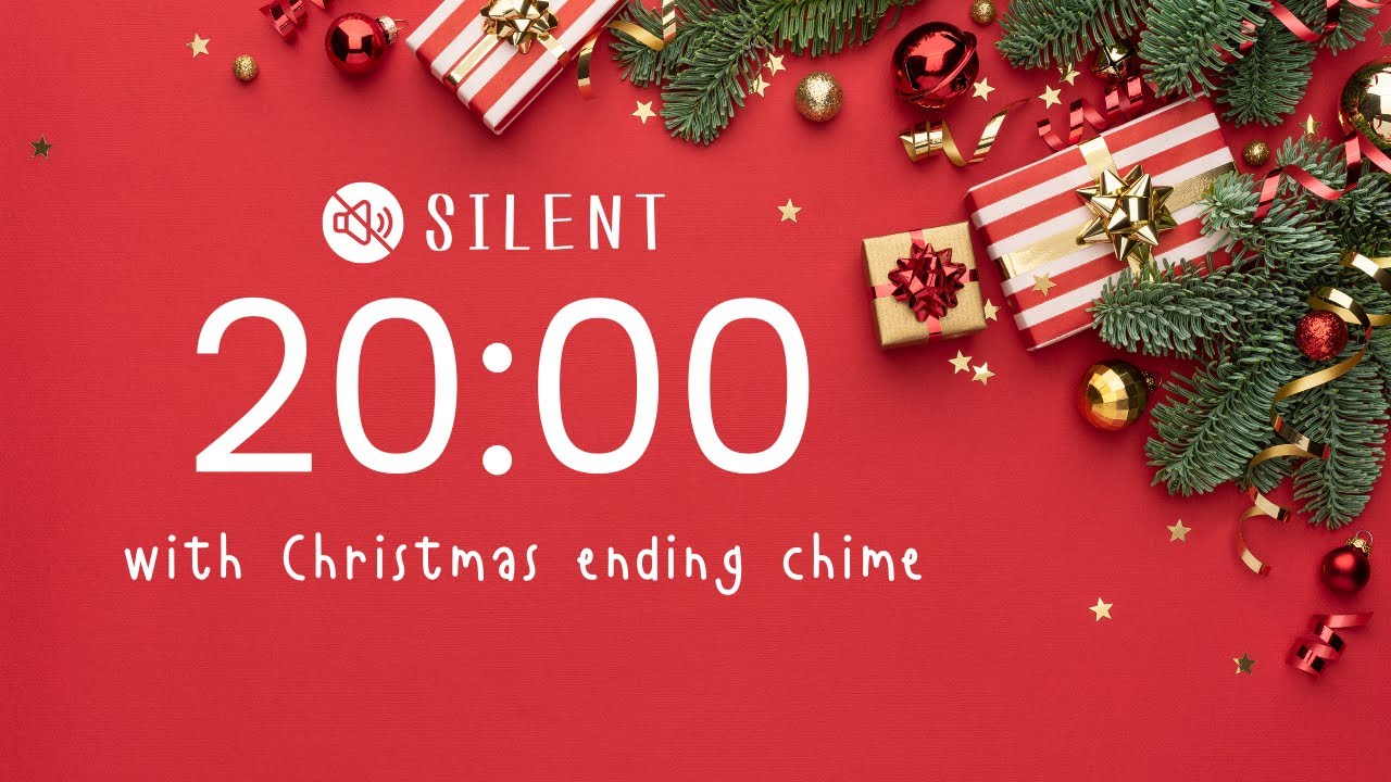 20 Min Christmas Silent Timer 🔇Ticking 5s End + Merry Christmas Ending 🎄