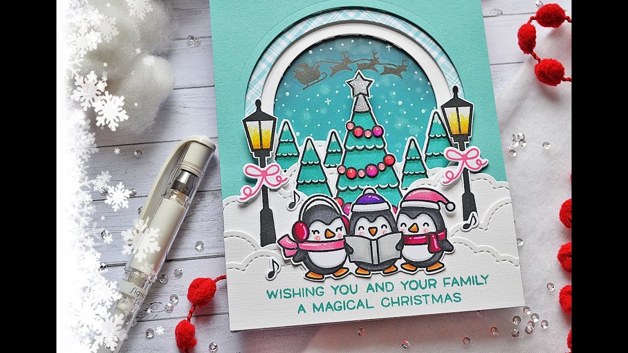 HOLIDAY CARD SERIES 2018 || Carol Penguins || Tunnel Card