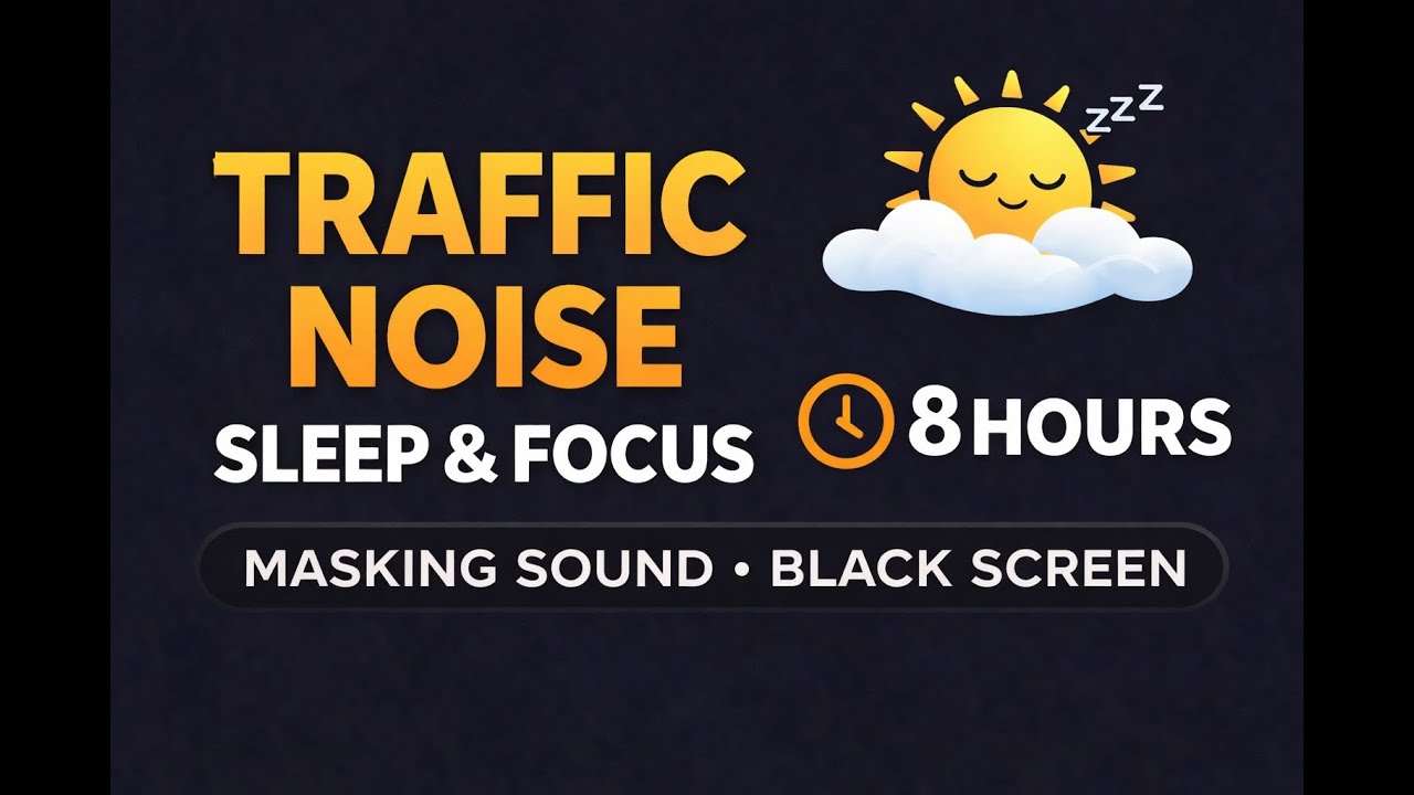 8 Hours of Traffic Noise for Sleep & Focus | Black Screen | Masking Sound