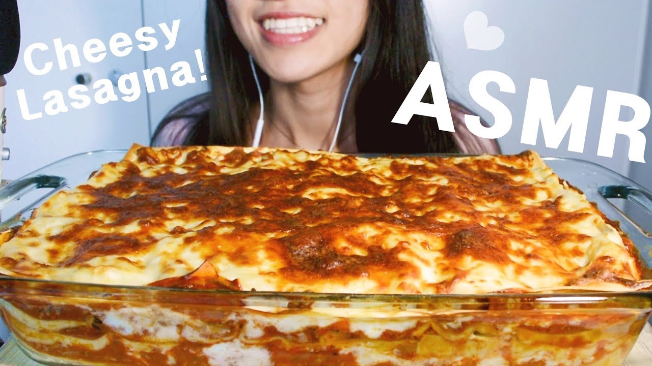 ASMR CREAMY & CHEESY LASAGNA [Homemade] - STICKY EATING SOUNDS