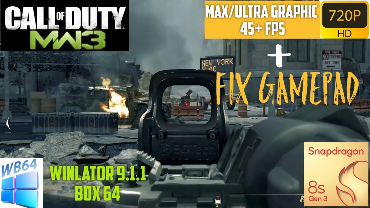 Call Of Duty MW3 on Android Offline (Winlator 9.1.1) - Fix Gamepad + Setting + Max Graphic Gameplay.