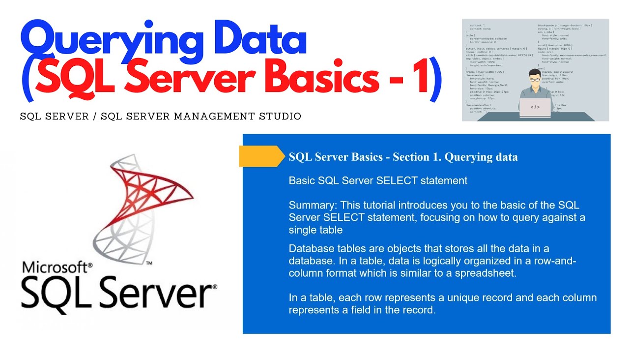 SQL Server Basics 1 - Querying Data (For Beginners) #ezettutorial #sqlserver #ssms