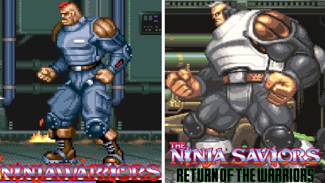 The Ninja Saviors: Return of the Warriors - All Bosses Comparison Original (1994) vs Remake (2019)
