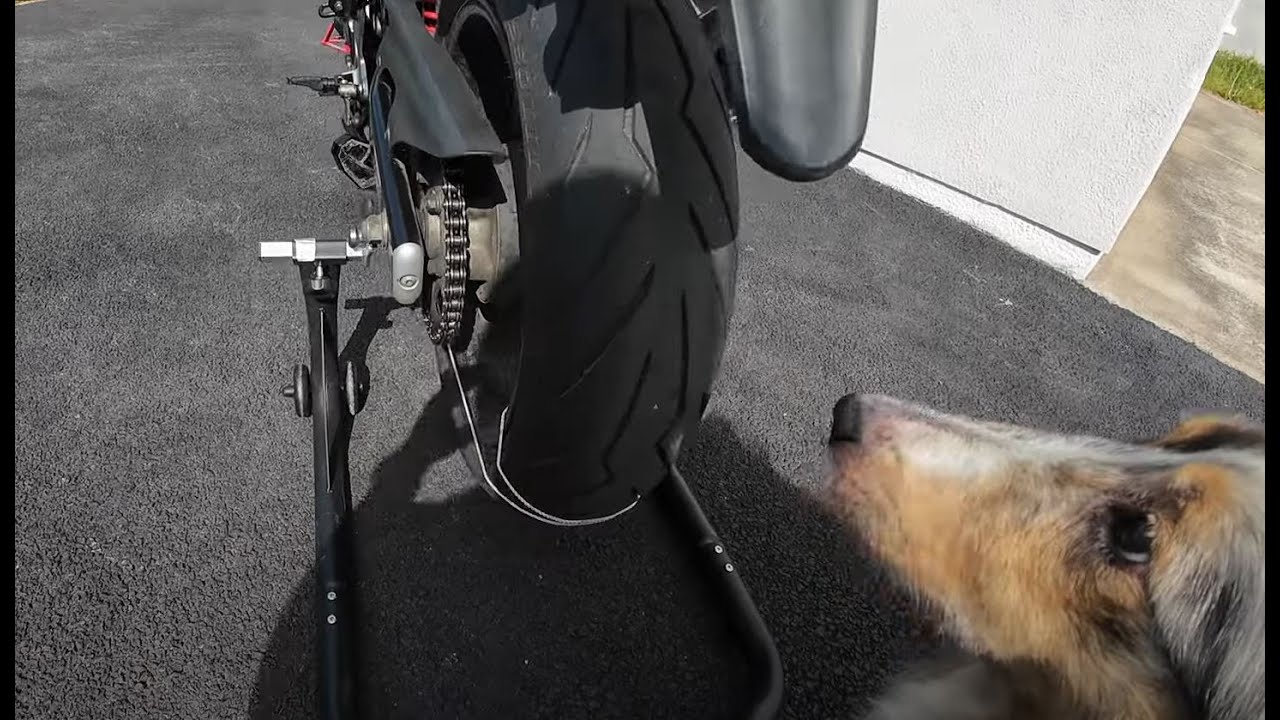 How to align a motorcycle rear wheel using string