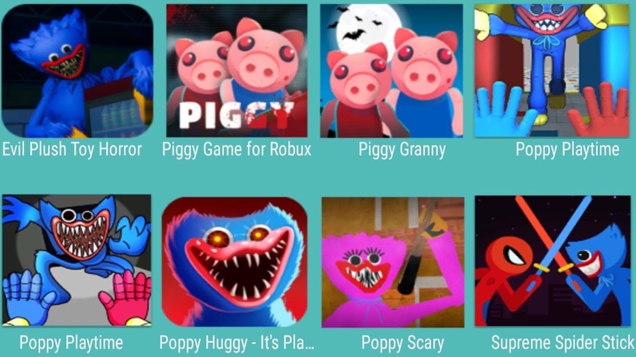 Evil Plush Toy Horror,Piggy Game For Roblox,Piggy Granny,Poppy Playtime,Poppy Huggy It's Playtime,